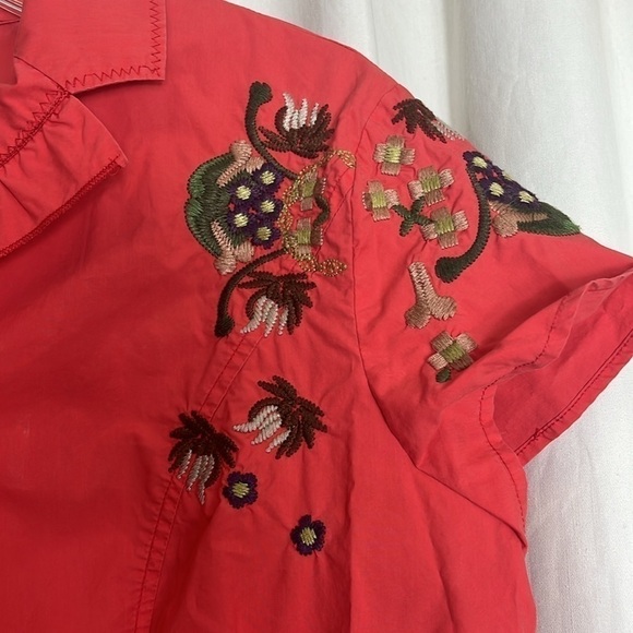 DIOTIMA, cap sleeve, embroidered, red top, SIZE S. GUC. - Picture 2 of 9